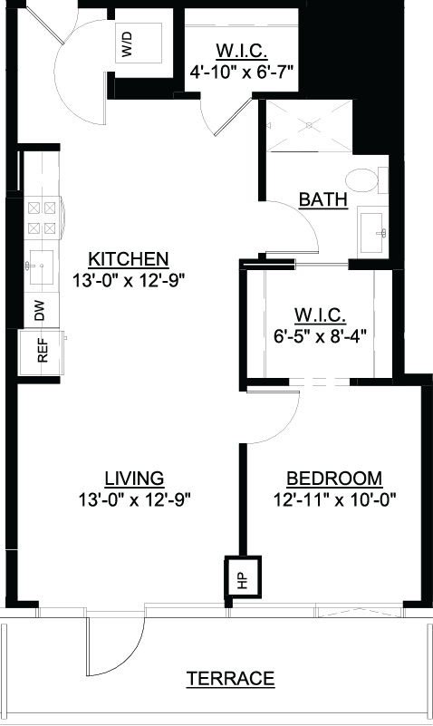 One Bedroom Terrace D floor plan