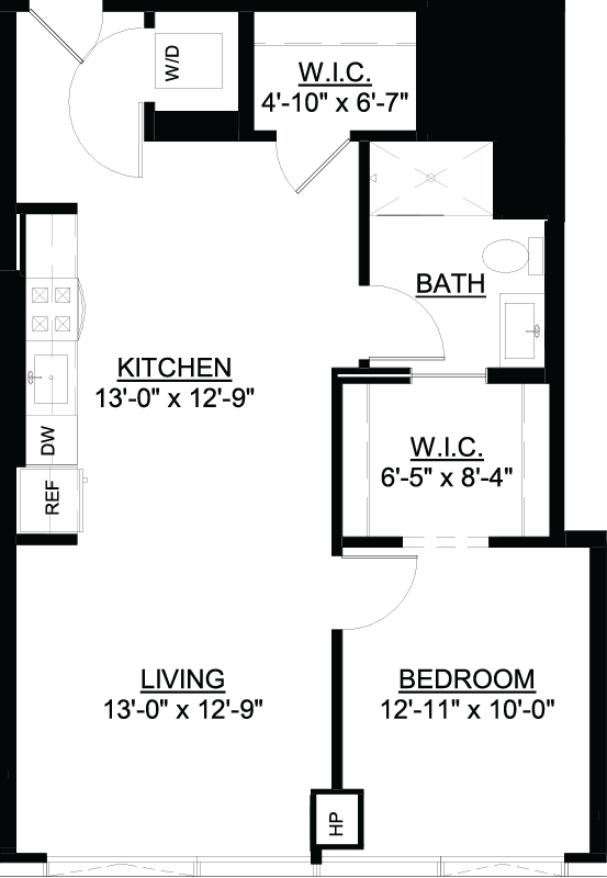 One Bedroom E floor plan