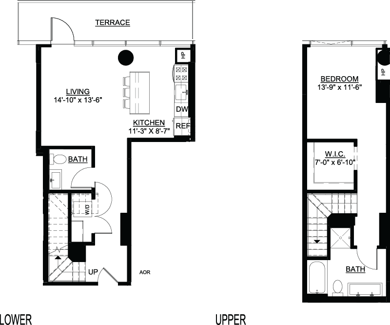 One Bedroom A Duplex Terrace floor plans