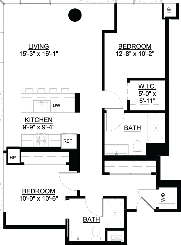Two Bedroom D floor plan