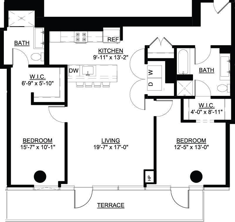 Two Bedroom PH H Terrace floor plan