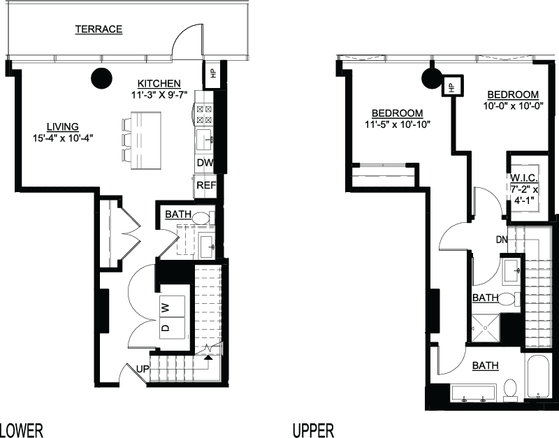 Two Bedroom A Duplex Terrace floor plans