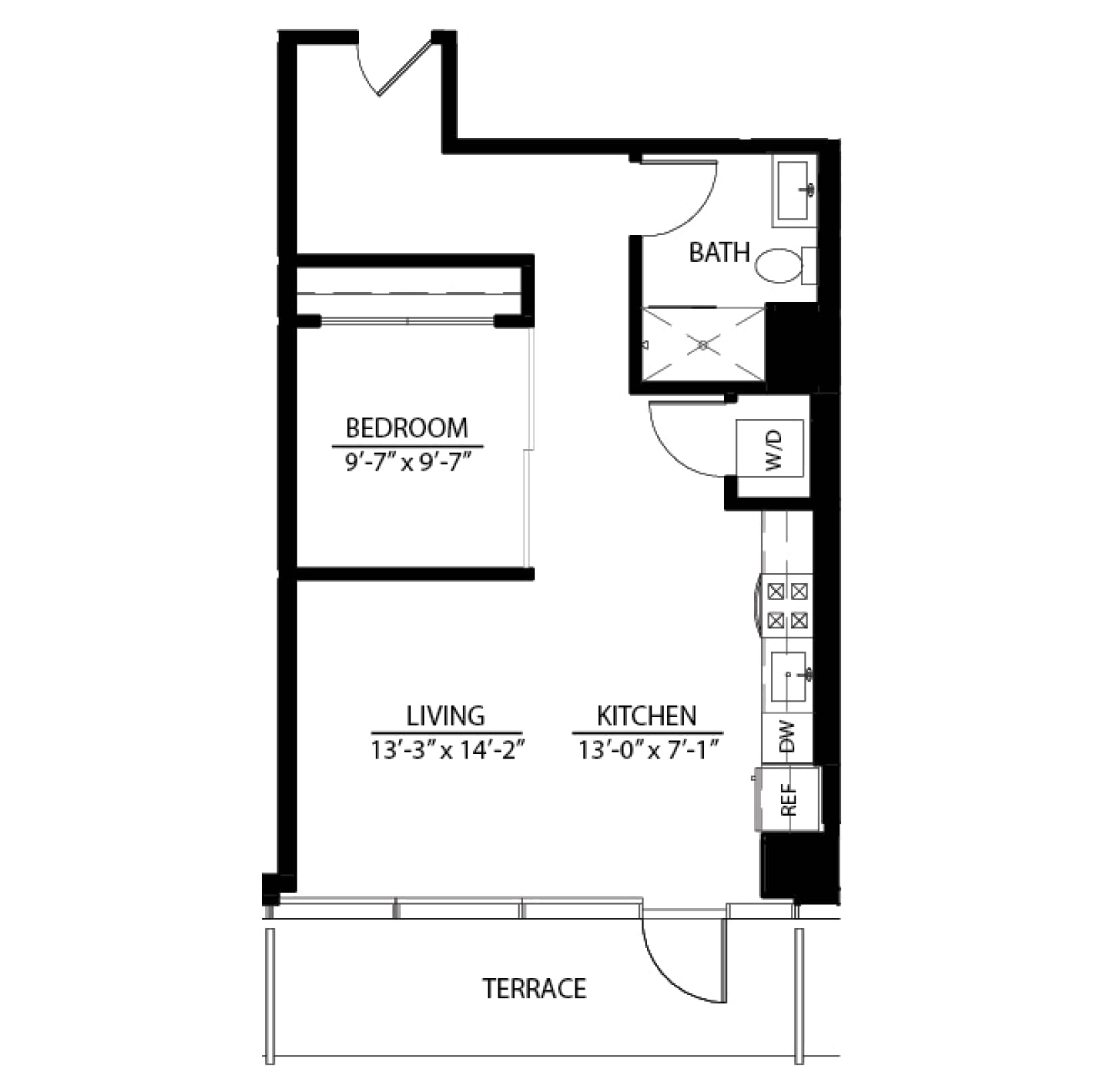 One Bedroom Terrace X floor plan
