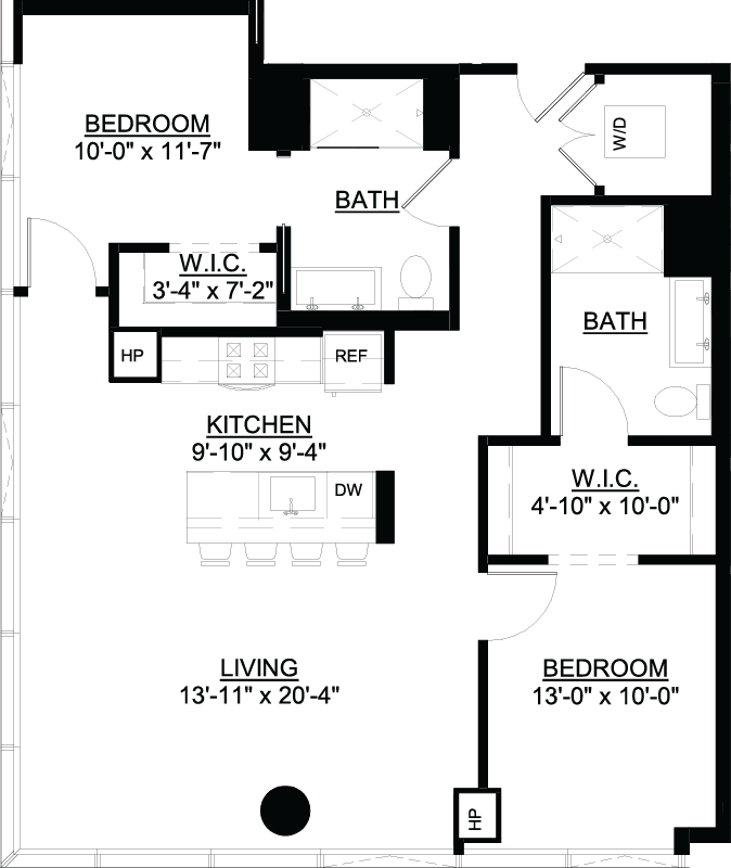 Two Bedroom F floor plan
