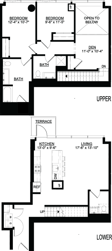Two Bedroom Den B Duplex Terrace