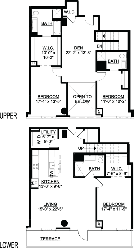 Three Bedroom Den F Duplex Terrace