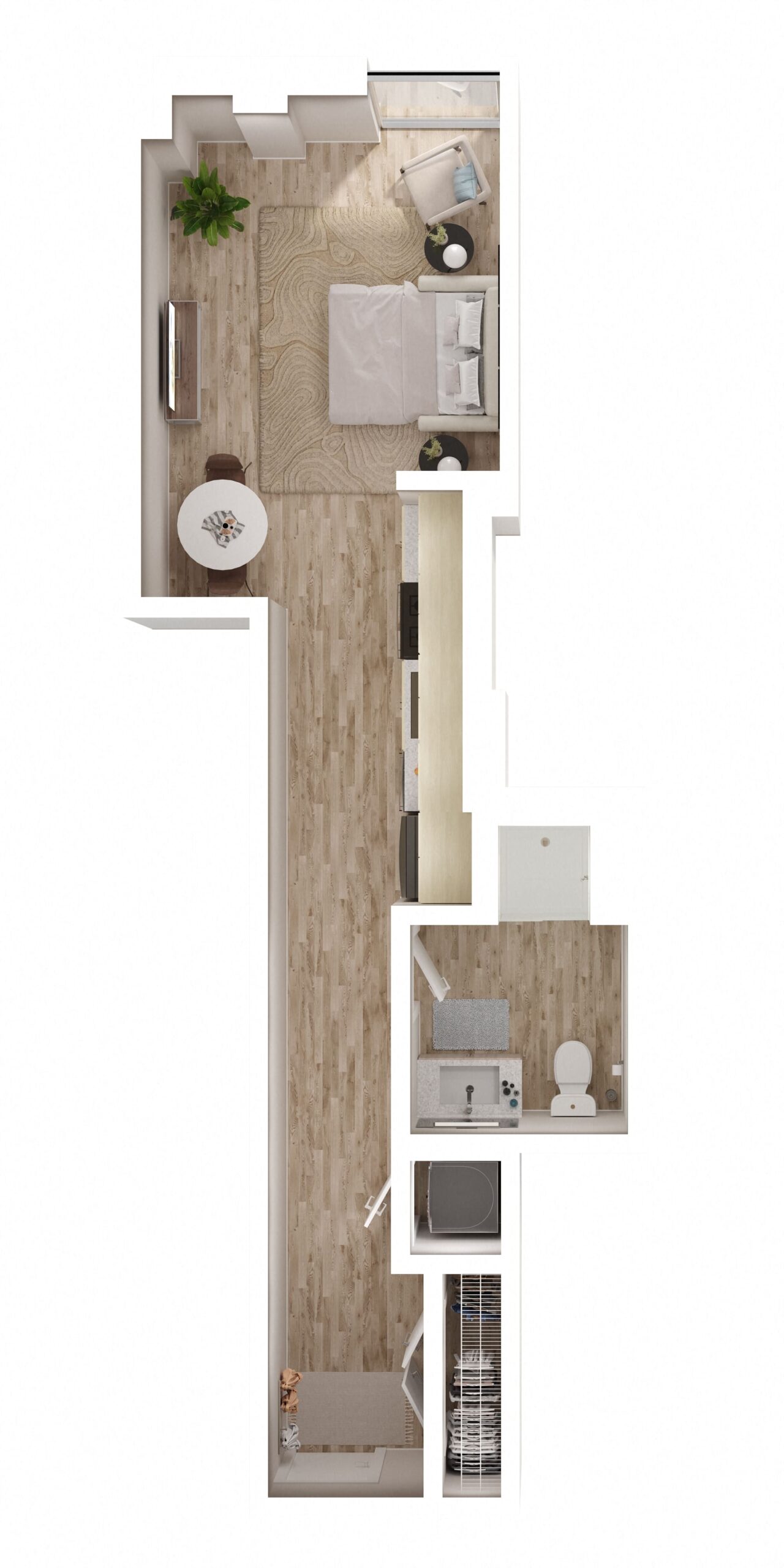 Rendering of the Loft Studio H floor plan with a Studio bedroom and 1 bathroom[s] at Imprint