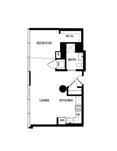Rendering of the One Bedroom N floor plan with 1 bedroom[s] and 1 bathroom[s] at Imprint